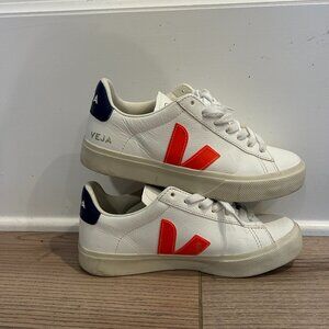 Veja Tennis Shoes, White, Orange and Navy, Womens U.S 6/ EUR 37